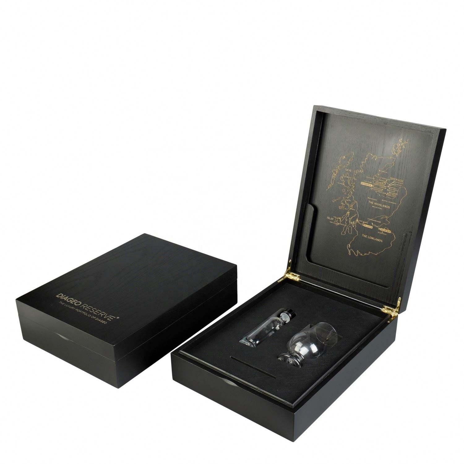 Factory Handmade Custom Laser Pattern Ash Solid Wood Rectangle Luxury Black Wine Wood Box - Image 7