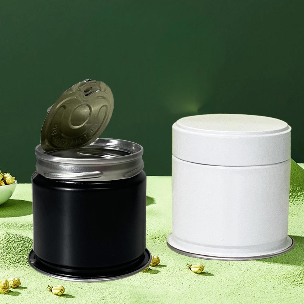 wholesale black white silver metal matcha powder tin can 30g 40g packaging air tight metal tins container powder matcha/coffee - 图片 3