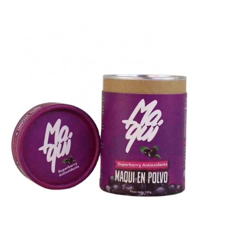 Custom logo cylinder foil tea food paper tube packaging with metal aluminum foil food airtight for Fruit Tea paper tube