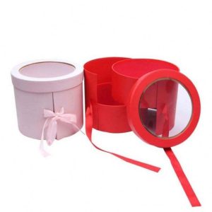 Ready To Ship!! Exquisite High-end Bowknot Gift Box Round Gift Flower Packaging Cardboard Box Window Flower Box