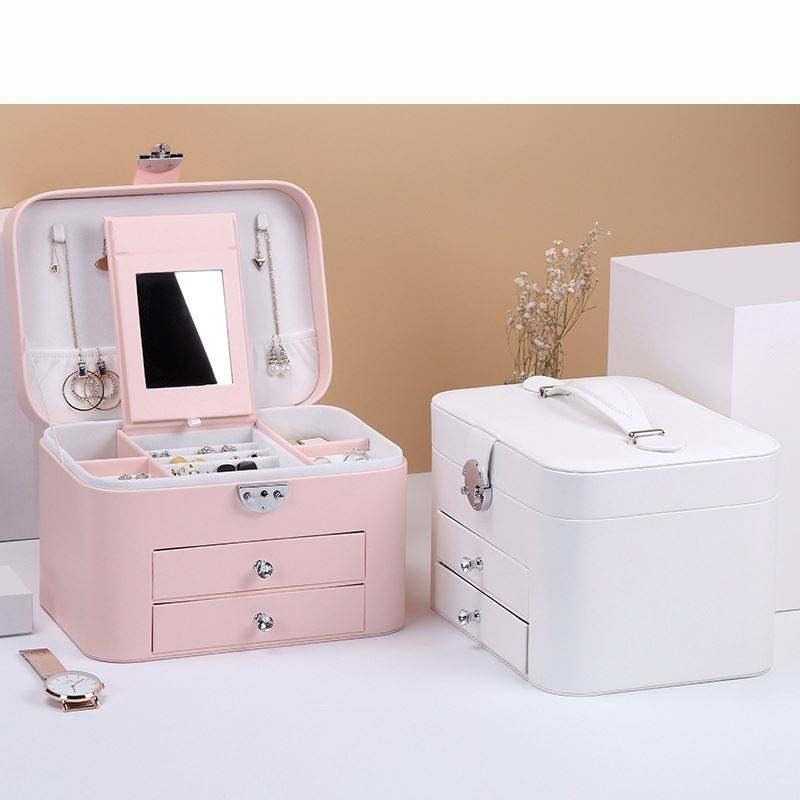 Leather Jewelry Collection Box Luxury Jewellery Packaging Storage Case Wooden Jewelry Box portable jewelry storage box - Image 4