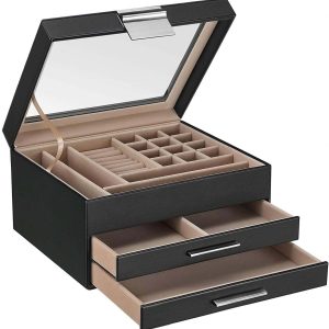 Low Pricepu Leather Jewelry Box With Drawer Custom Logo Pull Out Drawer Jewelry Organizer Boxes