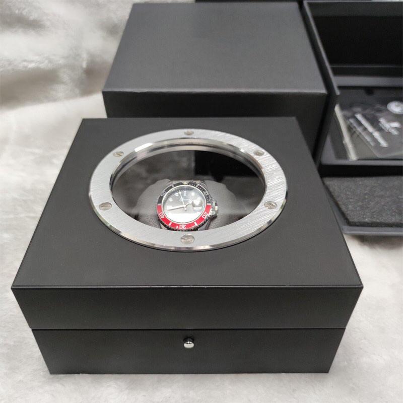 High end watch box single item black paint packaging gift wooden PU leather men's watch box - Image 5