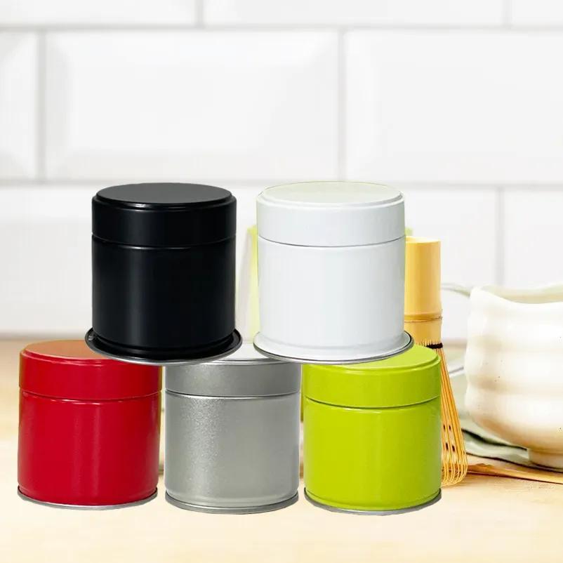 wholesale black white silver metal matcha powder tin can 30g 40g packaging air tight metal tins container powder matcha/coffee - 图片 7