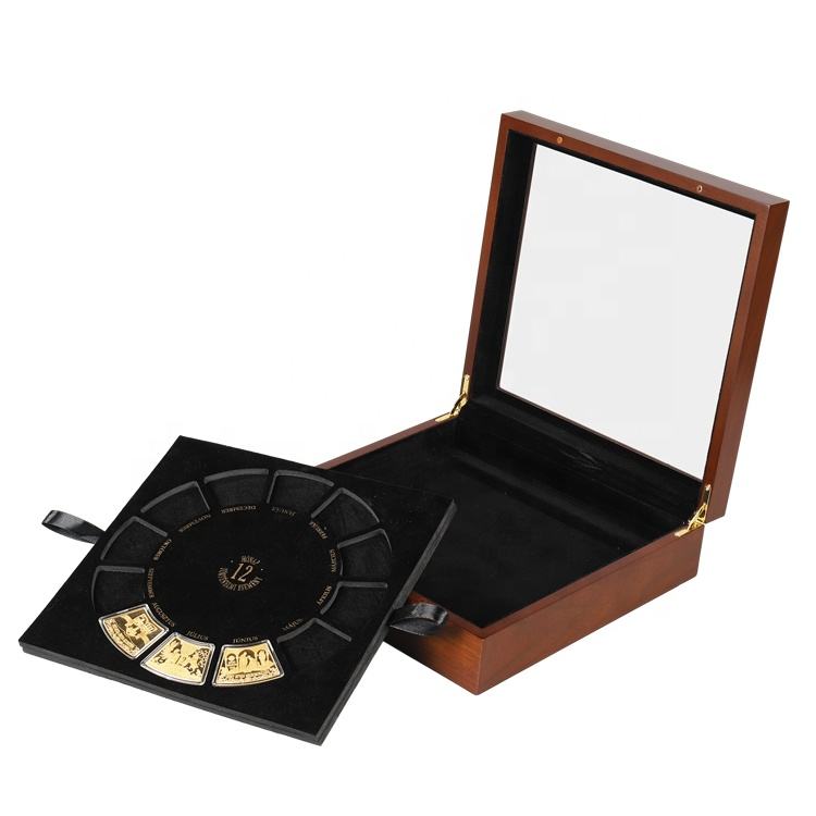 Factory ODM Wholesale Luxury Display Lid MDF Wooden Coins Collections Box Holder - 图片 3