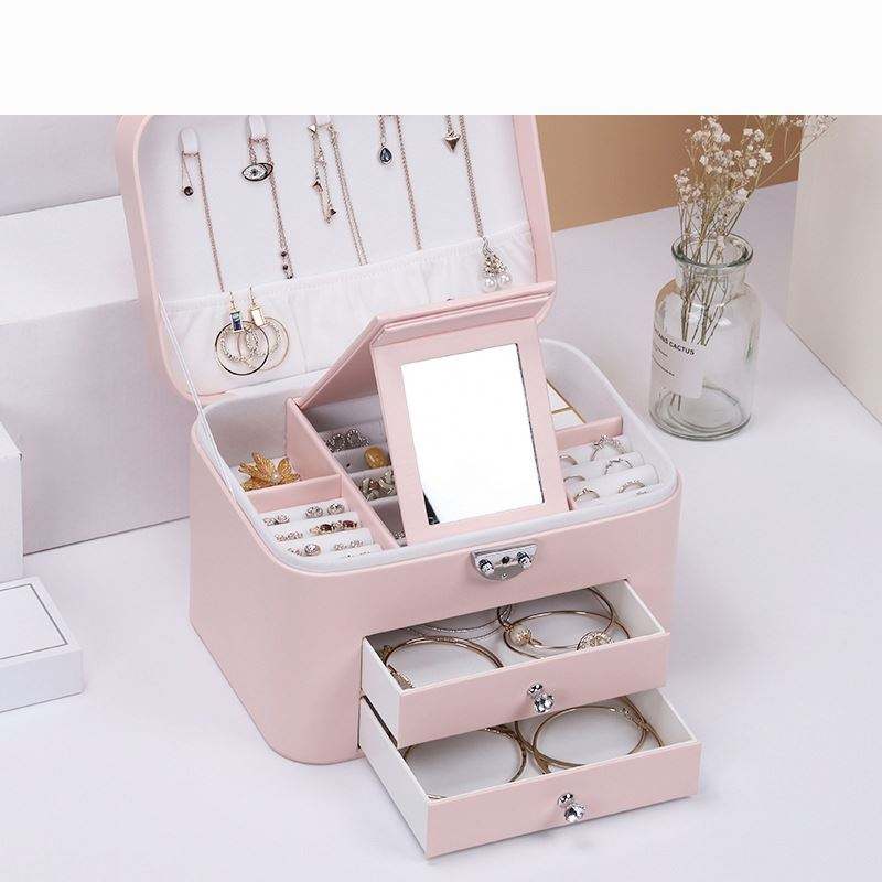 Leather Jewelry Collection Box Luxury Jewellery Packaging Storage Case Wooden Jewelry Box portable jewelry storage box - Image 2