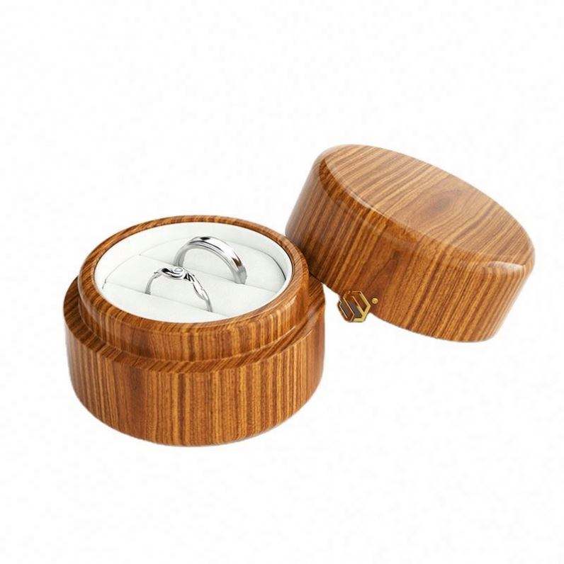 Low Price Luxury Wooden Jewelry Box Handcrafted Custom Logo Ring Round Box - Image 3