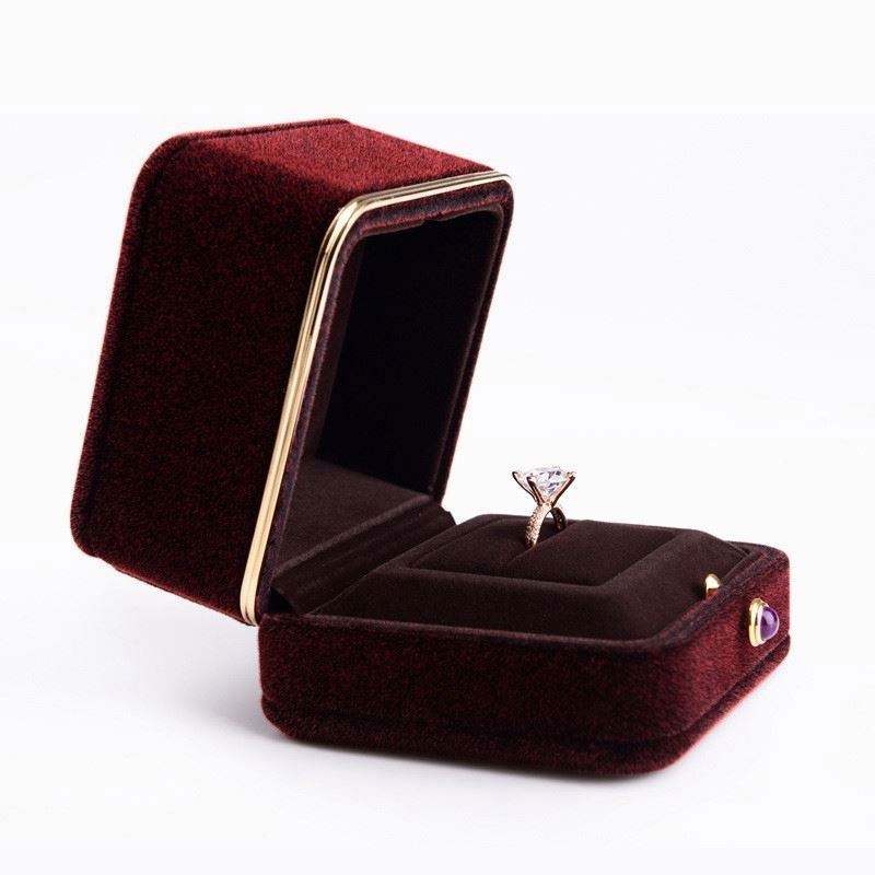 Wine Red Ring Pendant Packaging Display Jewelry ring Box Velvet Jewelry Packaging Box Gift Box for wedding and proposal - Image 5