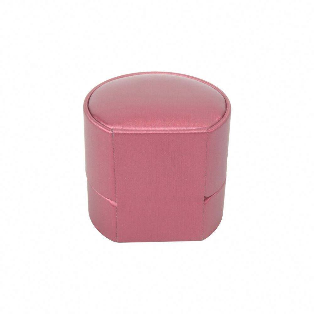 design color pink custom round wedding luxury travel double small ring gift packaging for women with box suede jewelry box - 图片 3