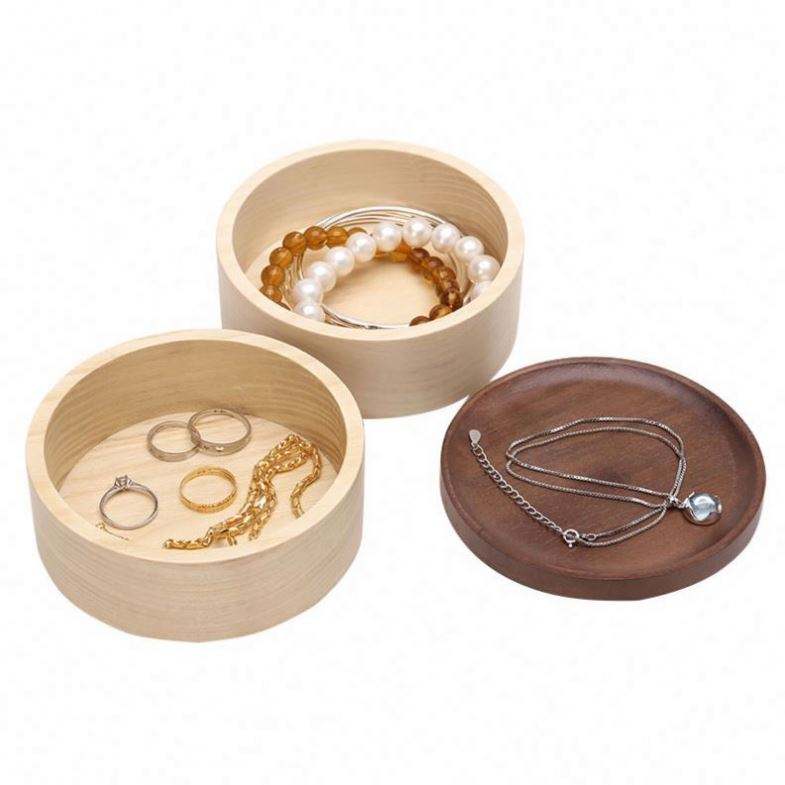 Custom multi-layer round wooden jewelry box with cover - Image 4