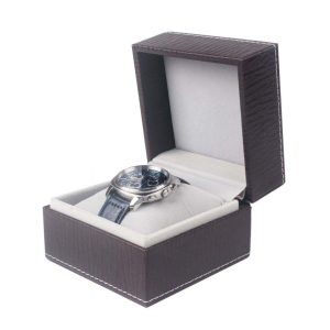 Luxury leaked edge high quality watch case, Plastic cover leather inner velvet figts box for watch