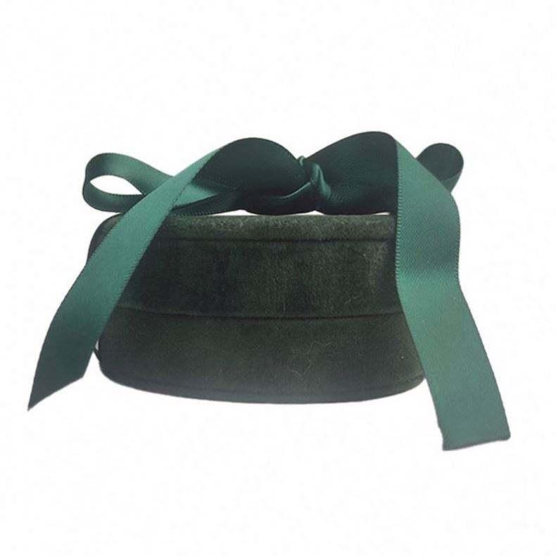 Wholesale custom velvet jewelry ring necklace gift round boxes packaging with logo printed