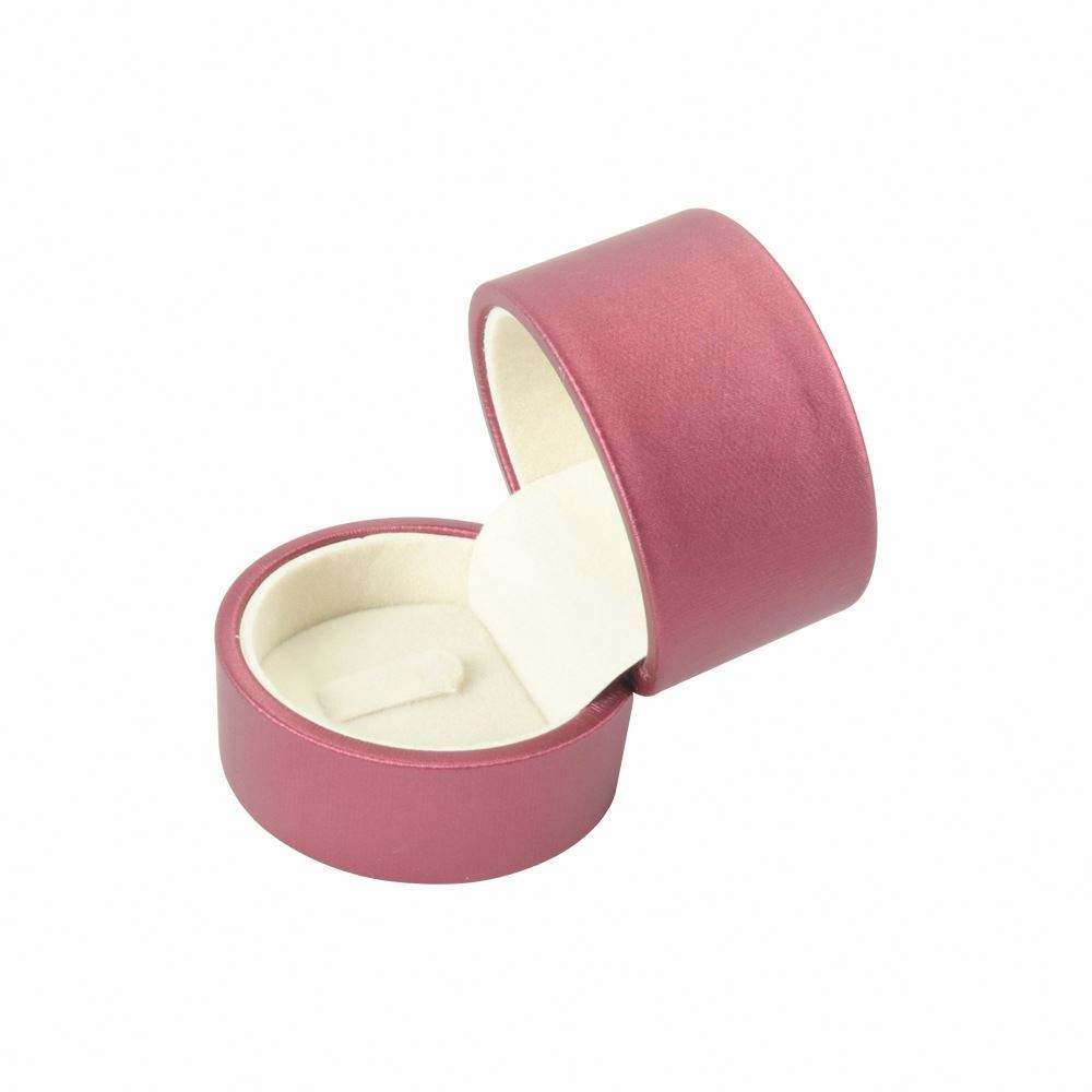 design color pink custom round wedding luxury travel double small ring gift packaging for women with box suede jewelry box - 图片 5