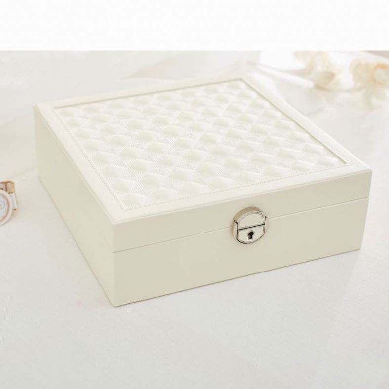 Elegant pu Leather Jewelry Box With Metal Lock Portable Leather Jewelry organizer Travel Jewelry Packaging Box With Mirror - 图片 5