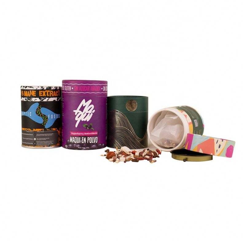 Customized Biodegradable Cardboard Can for Tea and Coffee Packing Cardboard Tube with Metal Lid - 图片 7