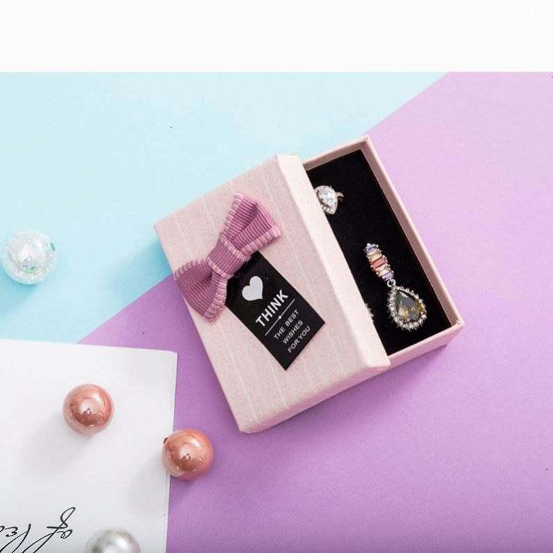 Wholesale Delicate Bowknot Gift Paper Box Small Luxury Paper Jewelry Packaging Box Ring Earrings Packaging Box - Image 5