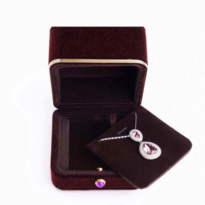Wine Red Ring Pendant Packaging Display Jewelry ring Box Velvet Jewelry Packaging Box Gift Box for wedding and proposal - Image 3
