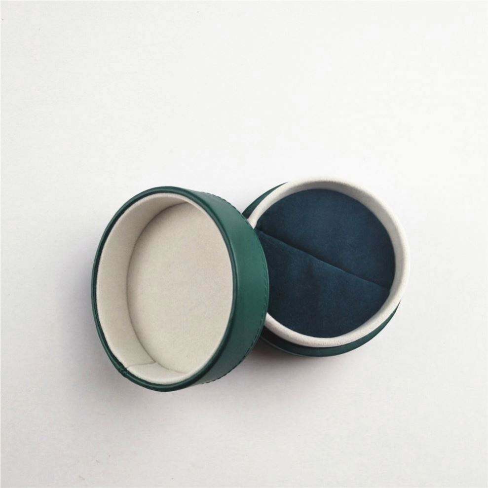 o-ring seal earring custom luxury color green wholesale pu leather ring box - Image 2