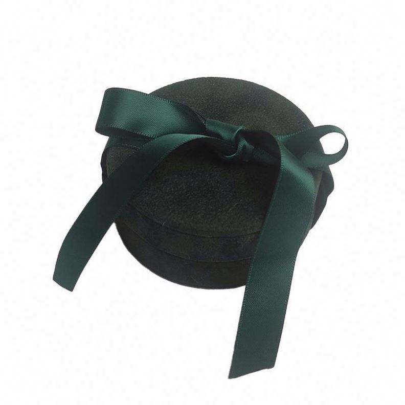 Wholesale custom velvet jewelry ring necklace gift round boxes packaging with logo printed - Image 2