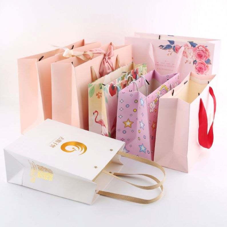BTO New fashion custom printed kraft paper gift bags tote bag thank you shopping paper packing bags with logo print - 图片 4