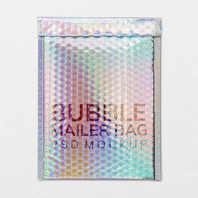 Custom biodegradable 4x7 courier bag large holographic metallic padded bubble envelopes mailer bag for jewelry package