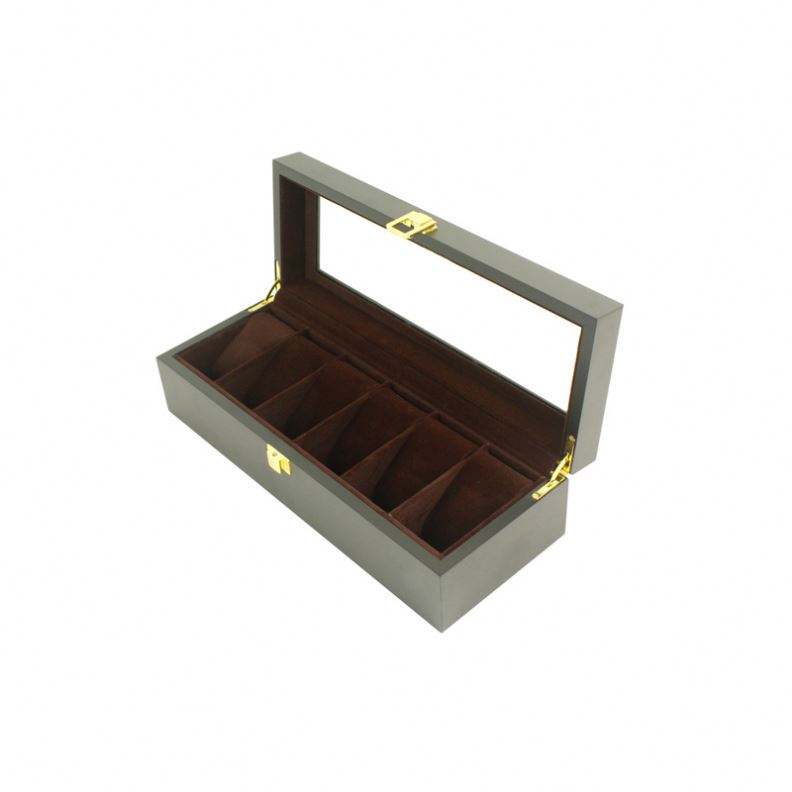 Luxury Black Matte Lacquer Watches Organizer Wrist Watch Wood Display Box With Window - Image 5