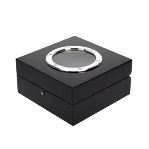 High end watch box single item black paint packaging gift wooden PU leather men's watch box
