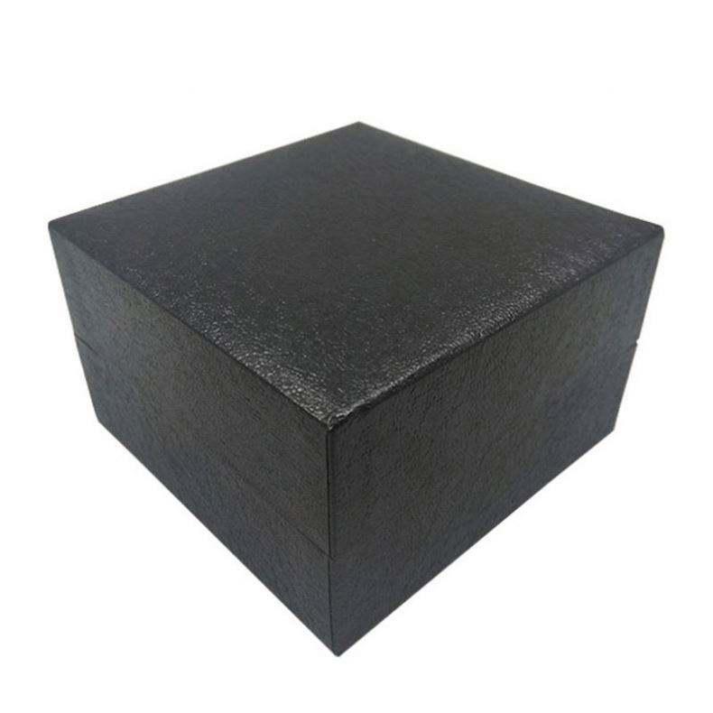 luxury high quality leather black ring and jewelry gift box packaging with velvet insert and small pillow - Image 4