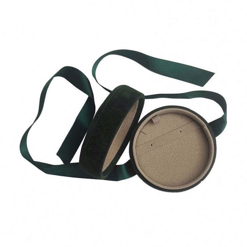 Wholesale custom velvet jewelry ring necklace gift round boxes packaging with logo printed - Image 6