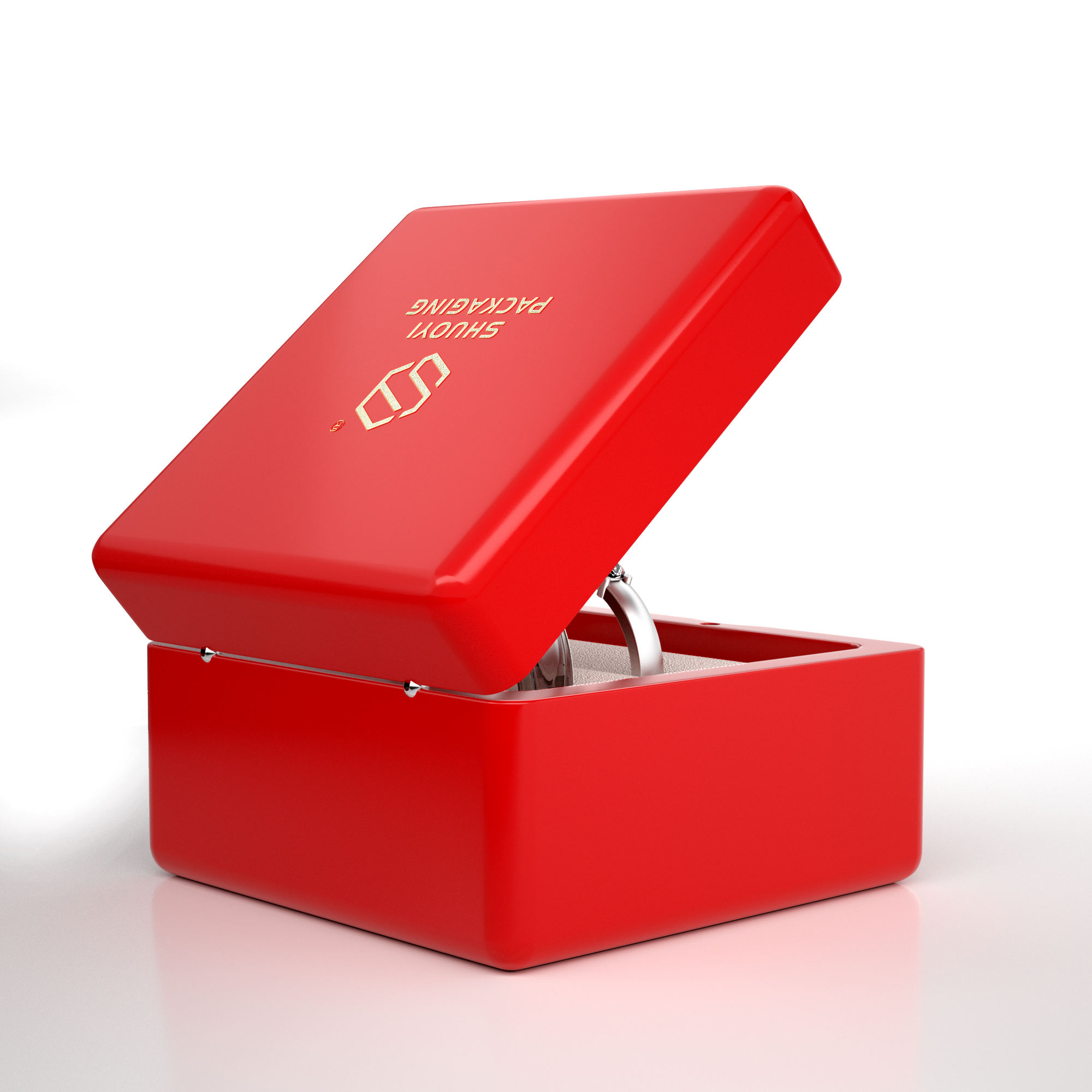 Wholesale High-End Custom Display Wooden Ring Box Portable Wedding Wooden Double Ring Box - Image 4