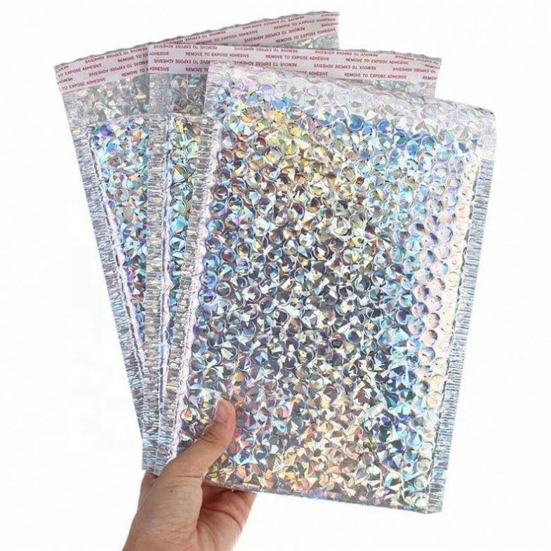 OEM Factory Wholesale Waterproof Holographic Bubble Mailers Custom Shipping Bags Bubble
