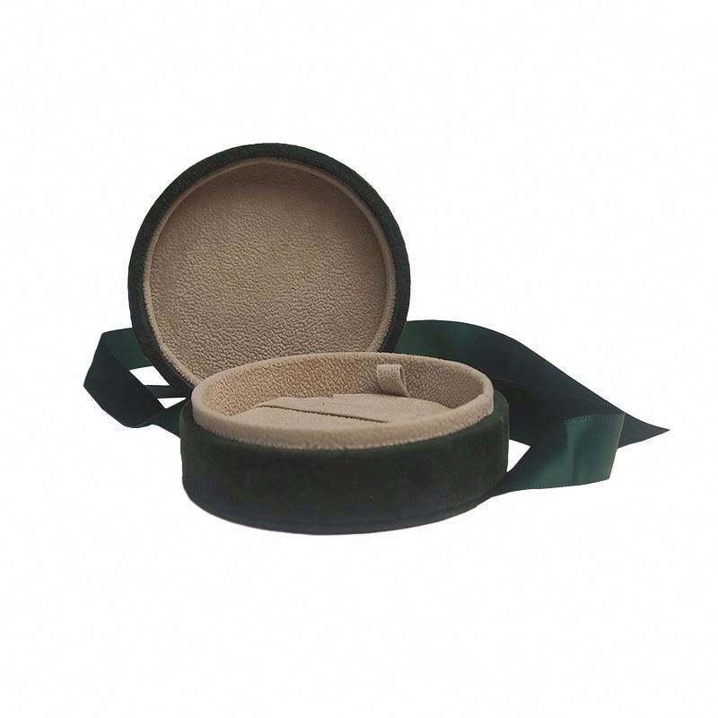 Wholesale custom velvet jewelry ring necklace gift round boxes packaging with logo printed - Image 5