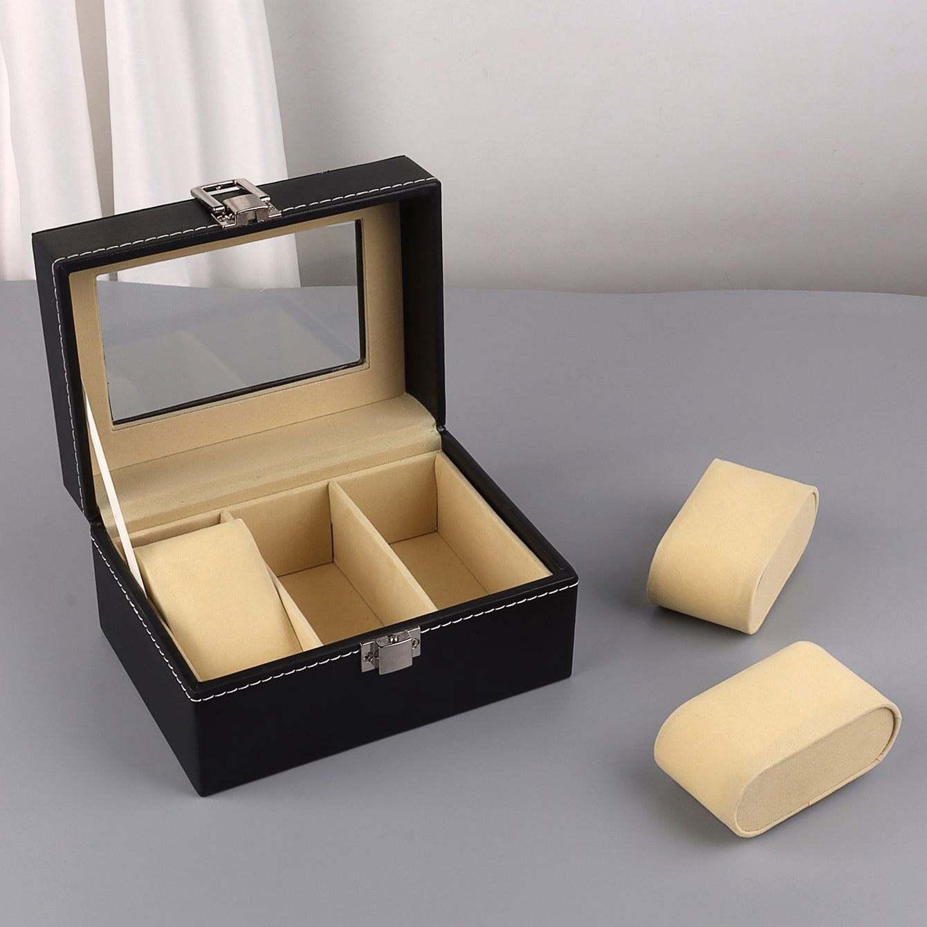 XINGYUE In Stock Classic High Quality Watches Box Black PU Faux Leather 3 Slots Watch Watch Storage Box - Image 3