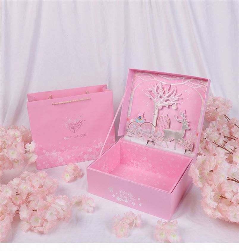 Stock Pink Blue Unicorn 3d Rectangle Starry Sky Gift Box Exquisite Gift Packaging Box For Girls Large Clamshell Gift Paper Box - 图片 7