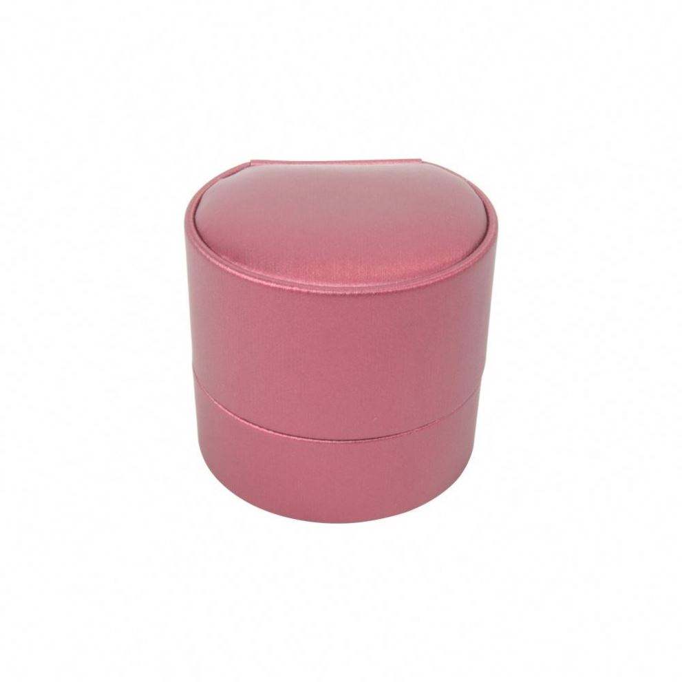 design color pink custom round wedding luxury travel double small ring gift packaging for women with box suede jewelry box - 图片 4