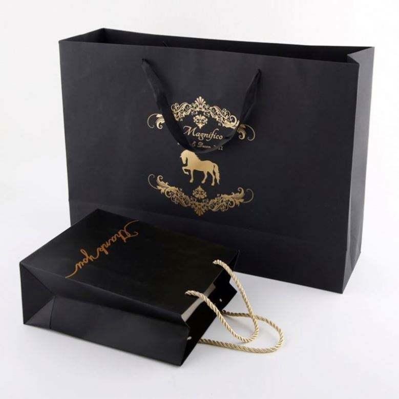 Factory Wholesale Custom Printed Logo Black Cardboard Kraft Paper Shopping Packaging Gift Bags for small business - 图片 3