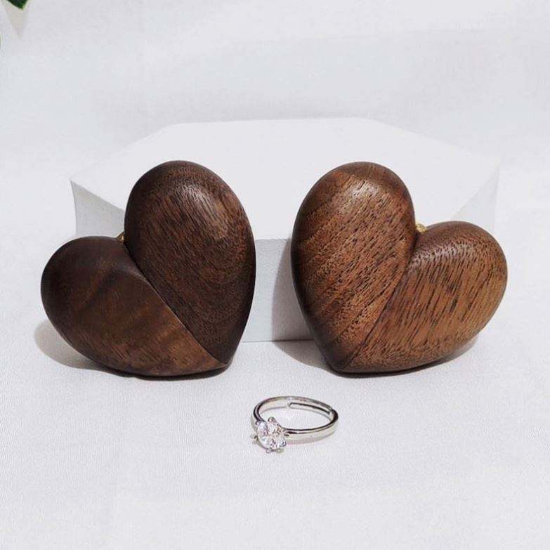 Custom design jewellery box wooden heart shape ring jewelry box - Image 5