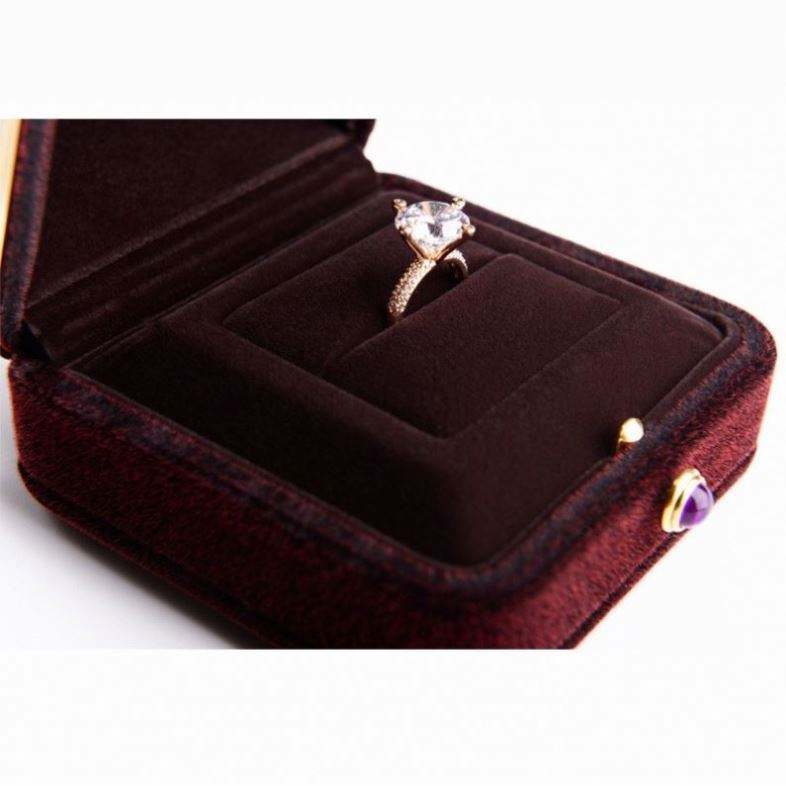 Wine Red Ring Pendant Packaging Display Jewelry ring Box Velvet Jewelry Packaging Box Gift Box for wedding and proposal - Image 6