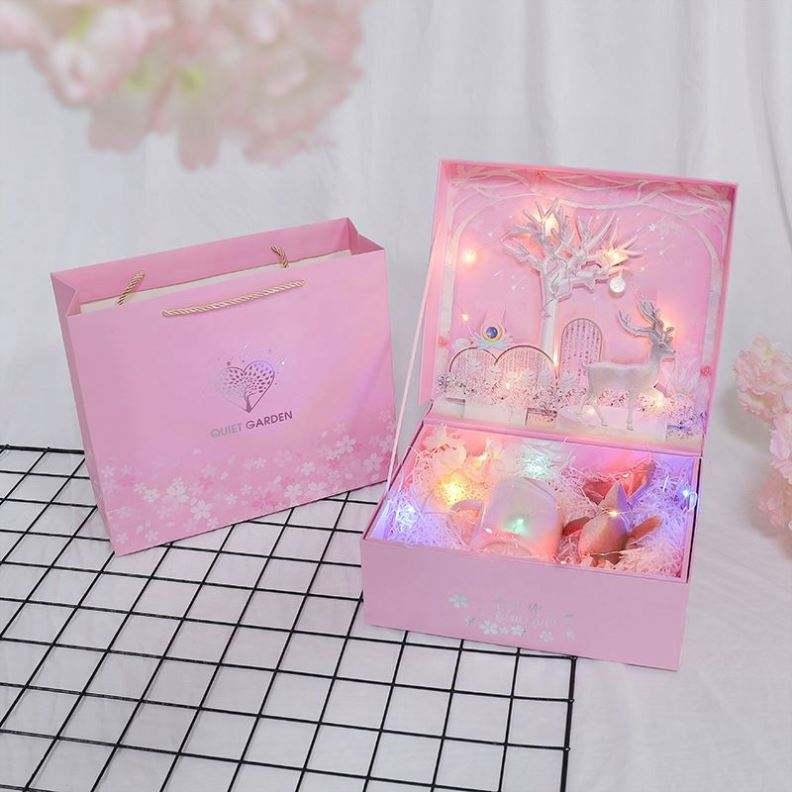 Stock Pink Blue Unicorn 3d Rectangle Starry Sky Gift Box Exquisite Gift Packaging Box For Girls Large Clamshell Gift Paper Box - 图片 5