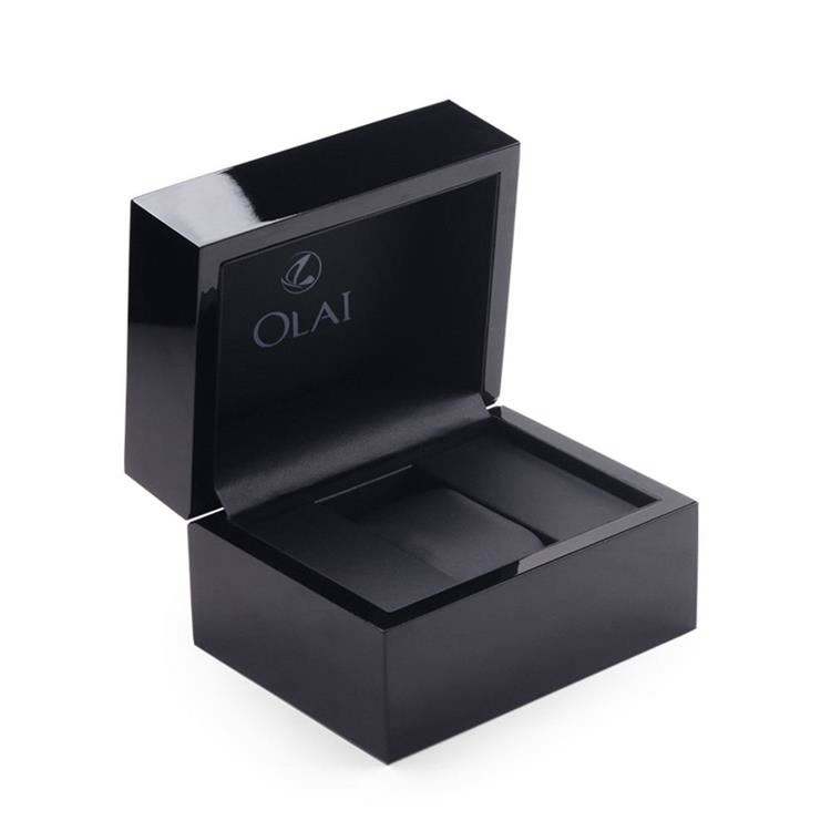 Custom High Glossy Black Lacquered Luxury Wooden Packaging Watch Box - 图片 6