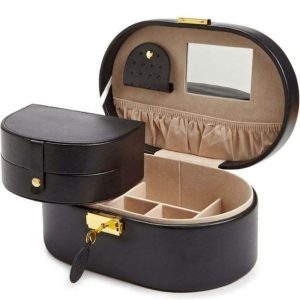 wholesale women black jewelry box luxury gift packaging leather ring box ring and bangle leather packing box with logo