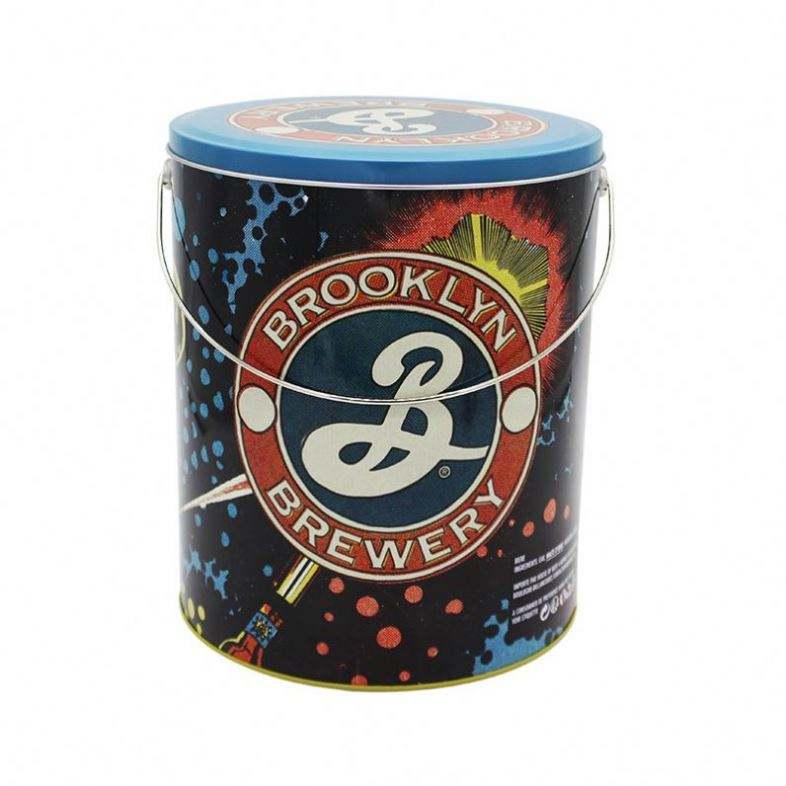High Quality Brewery Ice Beer Tin Bucket With Lid Custom Print Popcorn Tin Bucket With Lid Brewery Handle Tin bucket With Lid