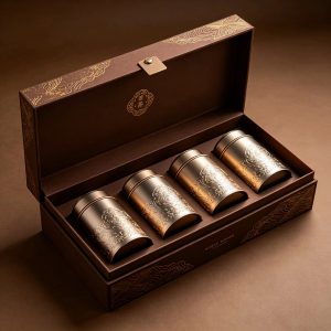 Metal tea canister, tea canister, tea storage box, tea canister gift box, paper packaging box