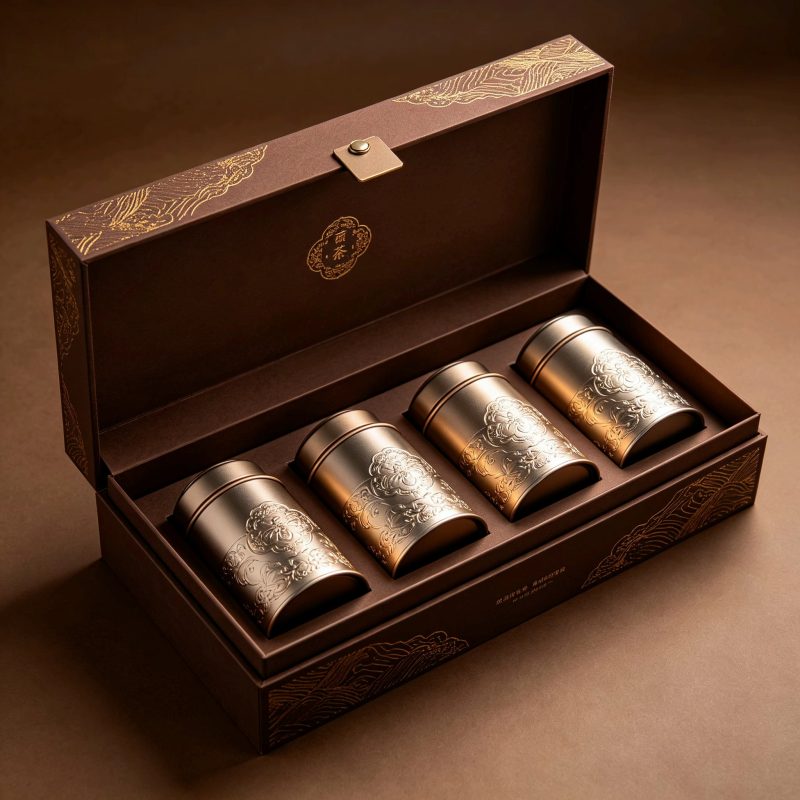 Metal tea canister, tea canister, tea storage box, tea canister gift box, paper packaging box