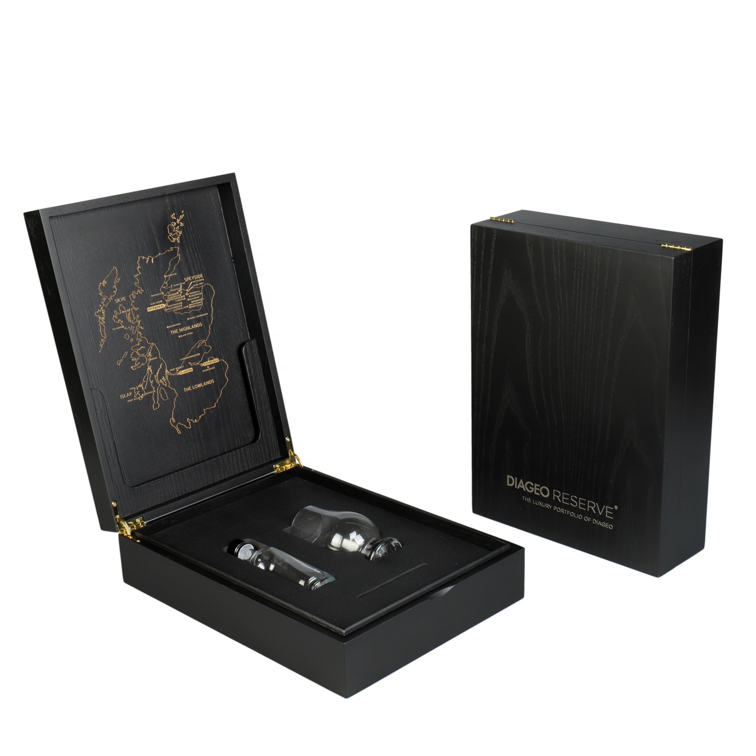 Factory Handmade Custom Laser Pattern Ash Solid Wood Rectangle Luxury Black Wine Wood Box - 图片 6